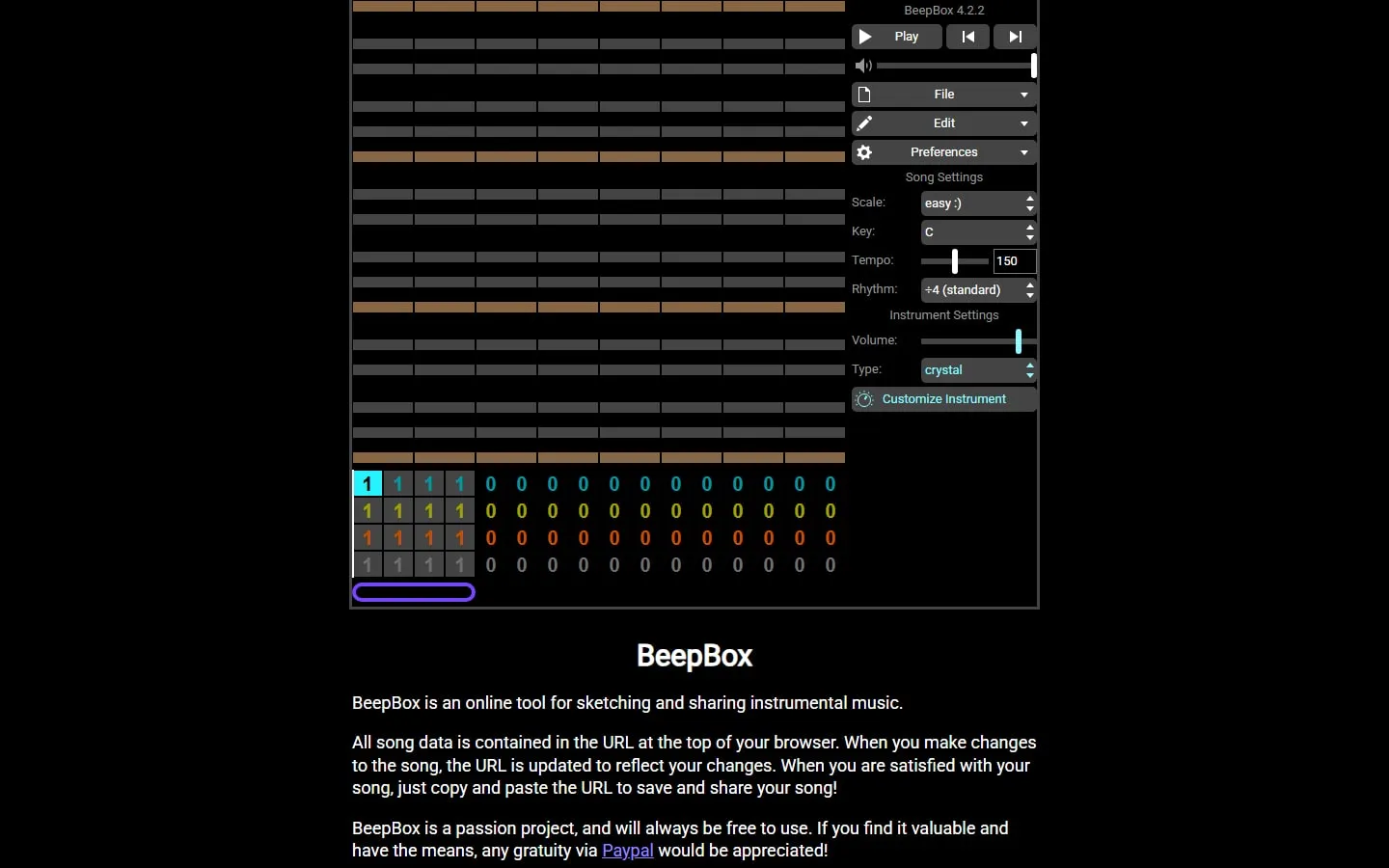 BeepBox homepage screenshot