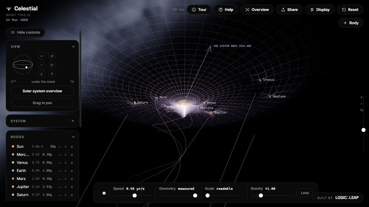 Celestial website screenshot