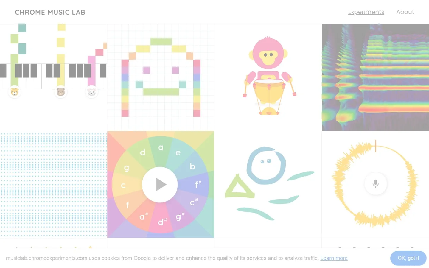Chrome Music Lab homepage screenshot
