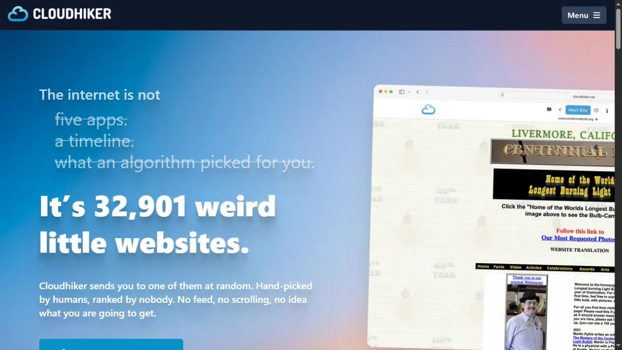 Cloudhiker website screenshot