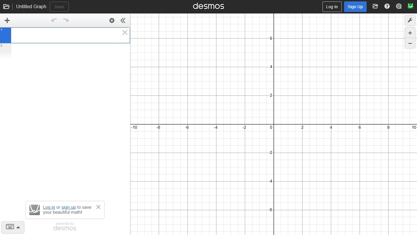 Desmos Graphing Calculator homepage screenshot
