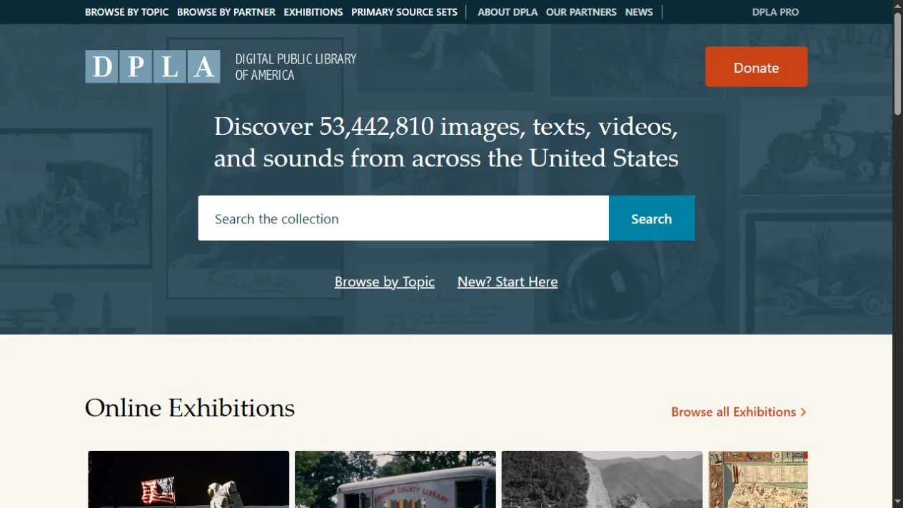 DPLA website screenshot