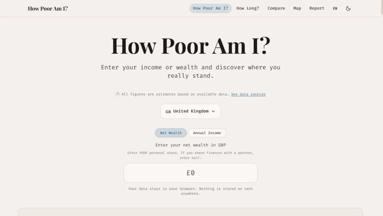 How Poor Am I? website screenshot