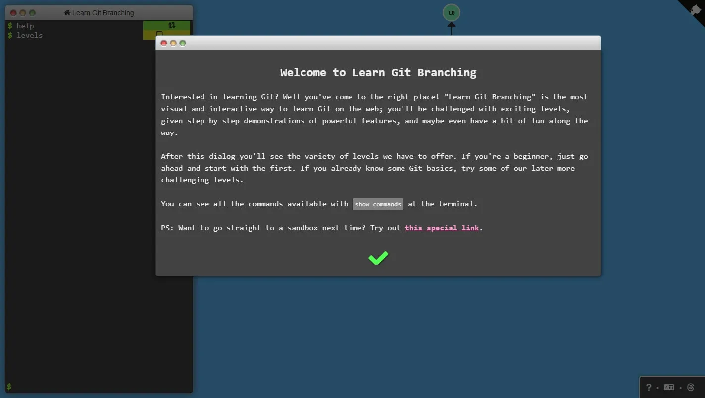 Learn Git Branching homepage screenshot