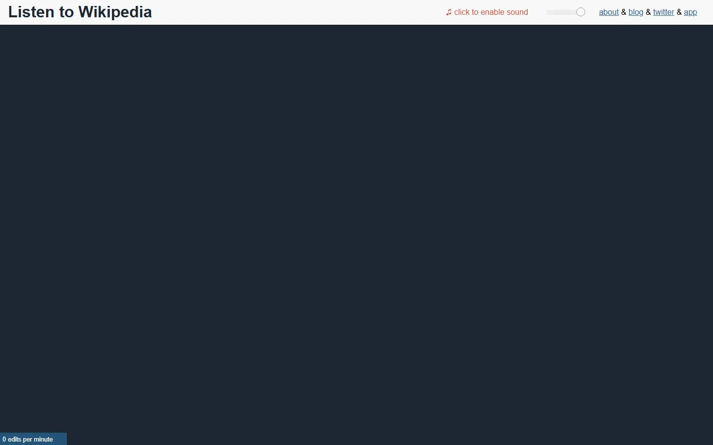 Listen to Wikipedia homepage screenshot