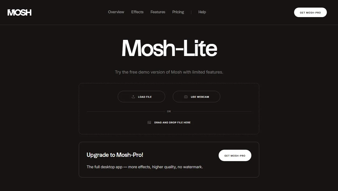 Mosh-Lite homepage screenshot