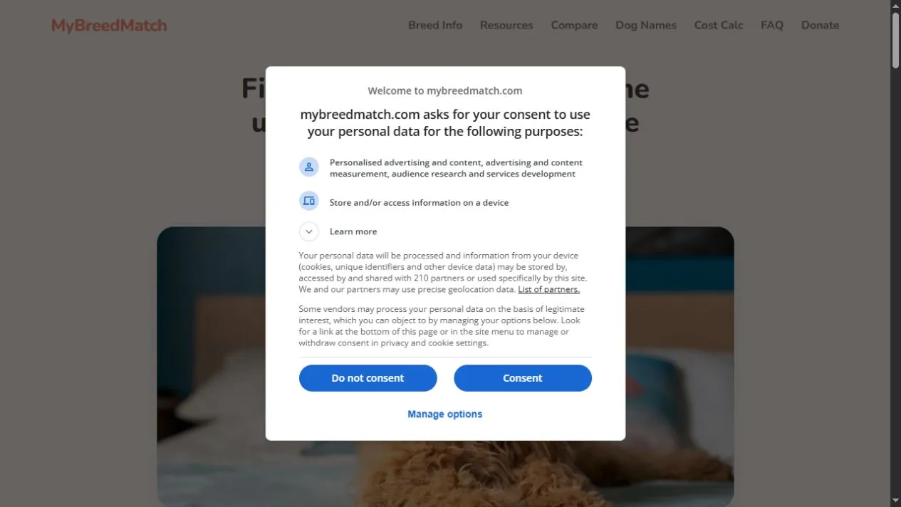 MyBreedMatch website screenshot