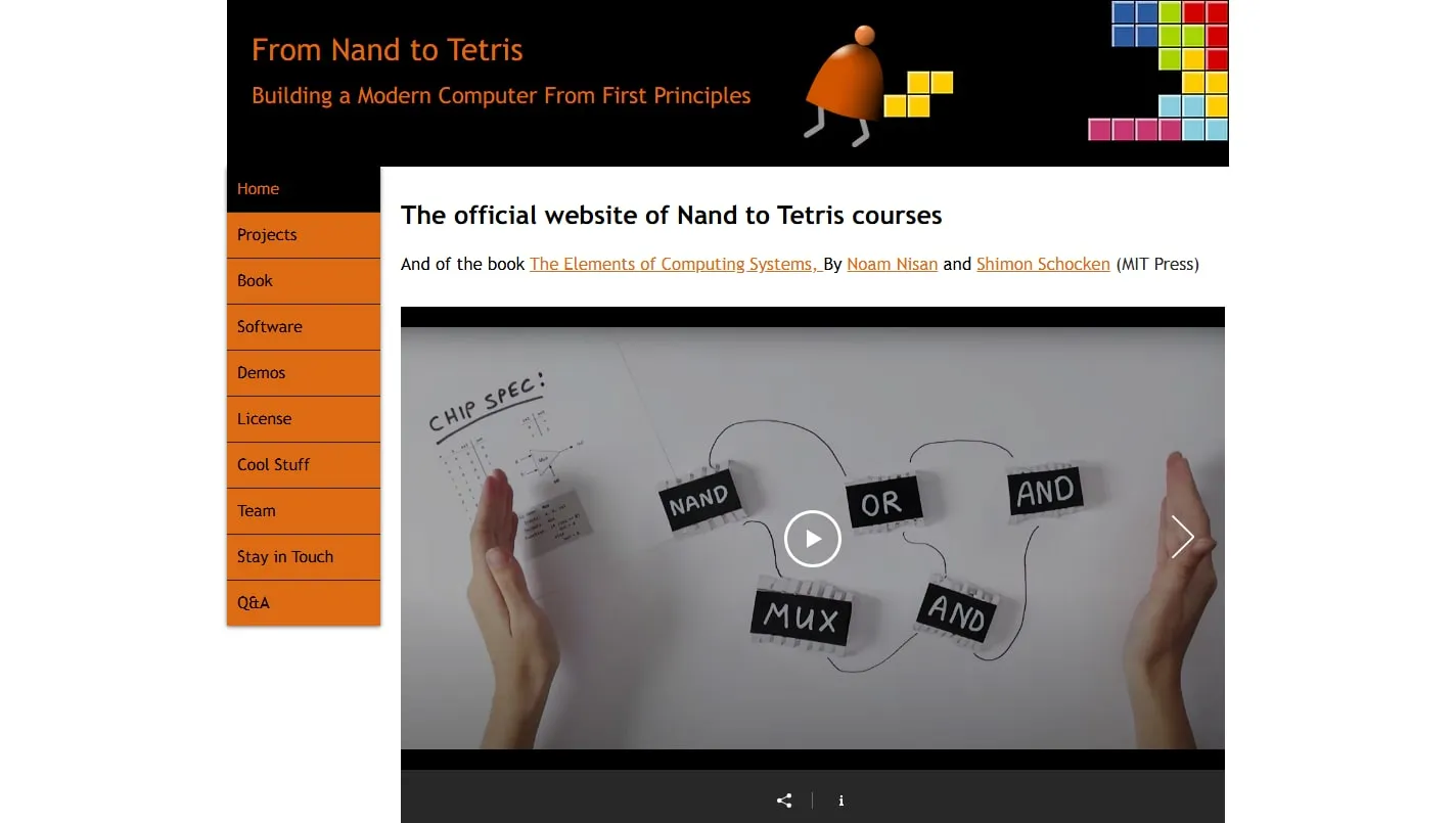Nand2Tetris homepage screenshot