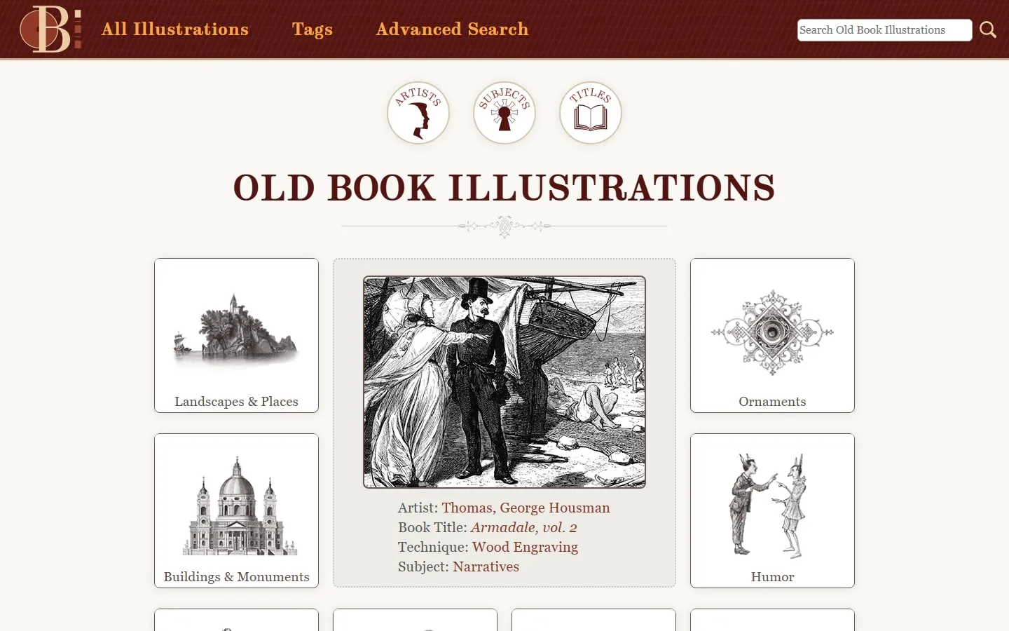 Old Book Illustrations homepage screenshot