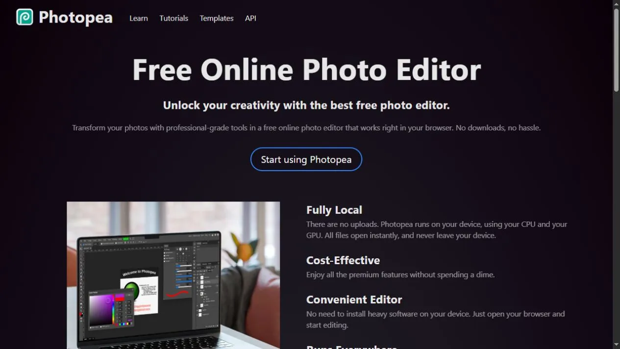 Photopea website screenshot