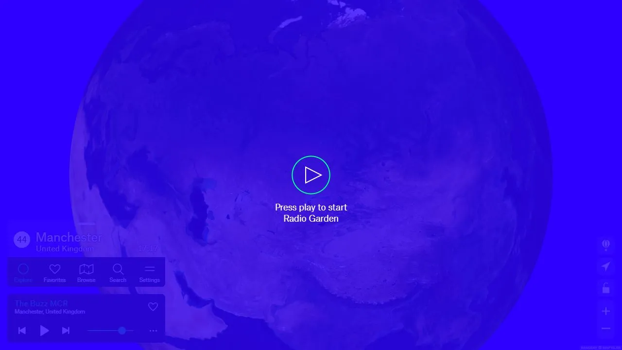 Radio Garden homepage screenshot