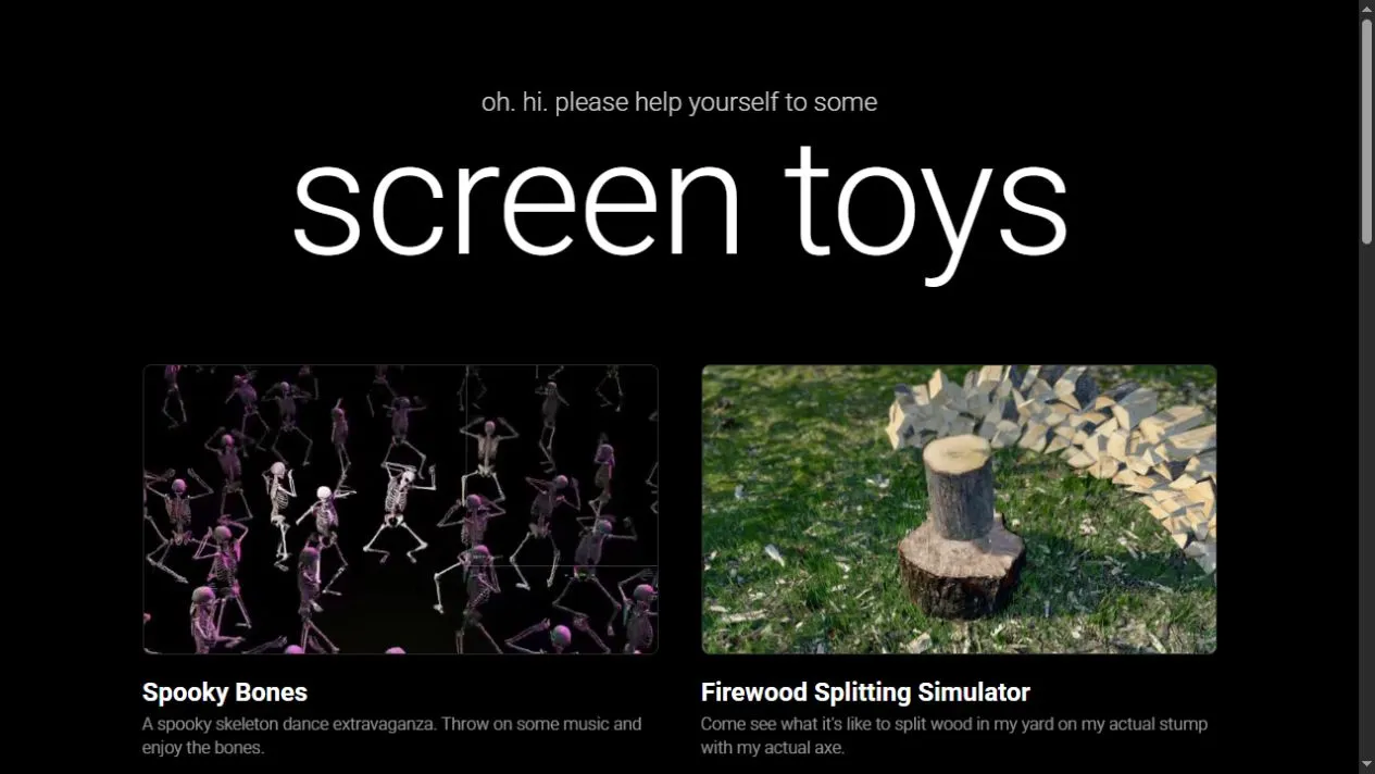 Screen Toys website screenshot