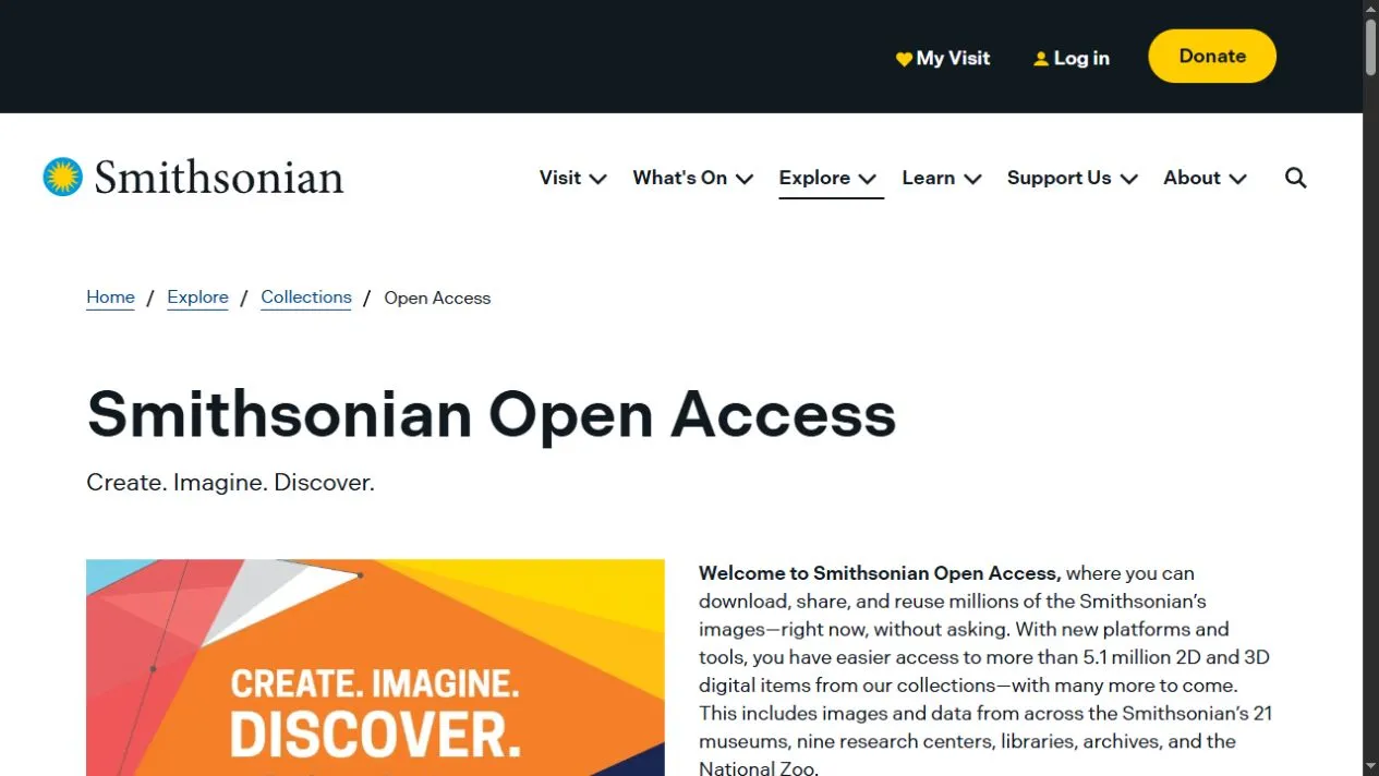 Smithsonian Open Access website screenshot