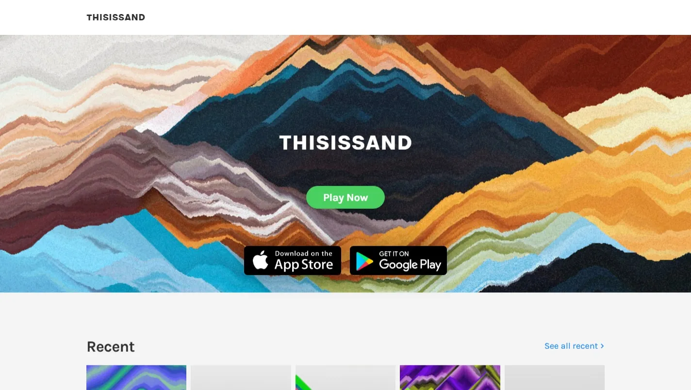 Thisissand homepage screenshot