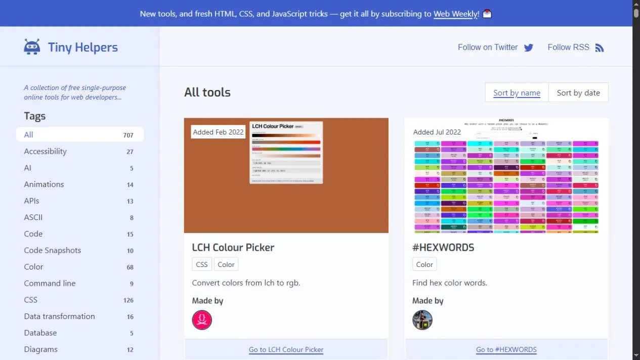 Tiny Helpers website screenshot